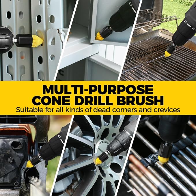 Holikme 6pcs Drill Brush Multi-Purpose & Grout Head, Crevice Cleaning Brush - Image 5