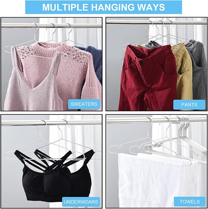 Seropy Clothes Hangers Coat 50 Pack 17.7 Inch Large Bulk Wire Hanger Non-Slip - Image 5