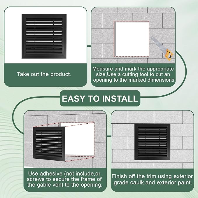 10"x10"Aluminum Attic Vent - Filter Screen for Removable,Vent Opening: 8" x 8"，Ideal for Gable and Sheds, Elevating Ventilation in Clean Spaces, Featuring a Refined Design