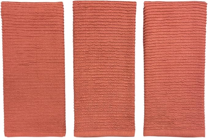 Peach Coral Salmon Kitchen Dish Towels, 100% Cotton - Image 8