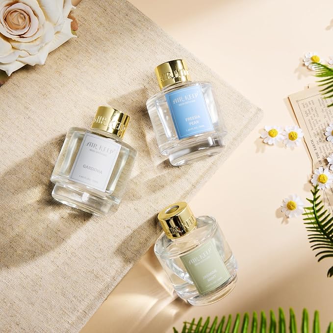Reed Diffuser Set of 3, Jasmine Mint Gardenia Freesia Pear Oil Reed Diffusers - Image 5