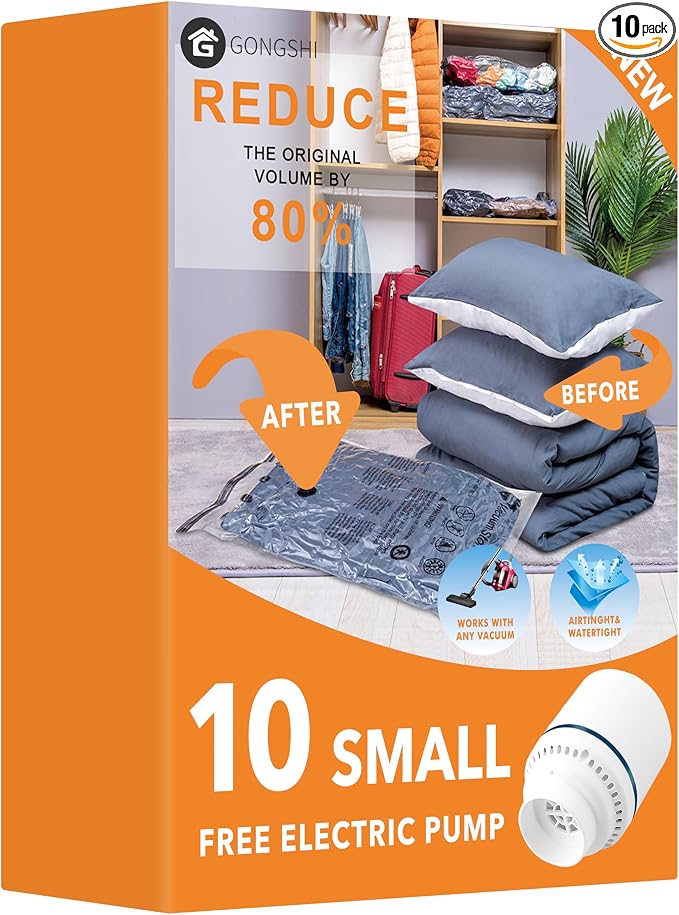 GONGSHI Vacuum Seal Bags for Clothing Travel & Home Storage, Travel Vacuum Bags by GONGSHI