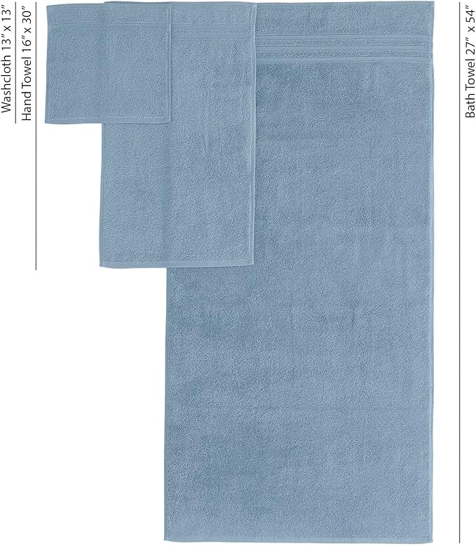 Hawmam Linen Light Blue 6 Piece Bath Towels Set - Image 3