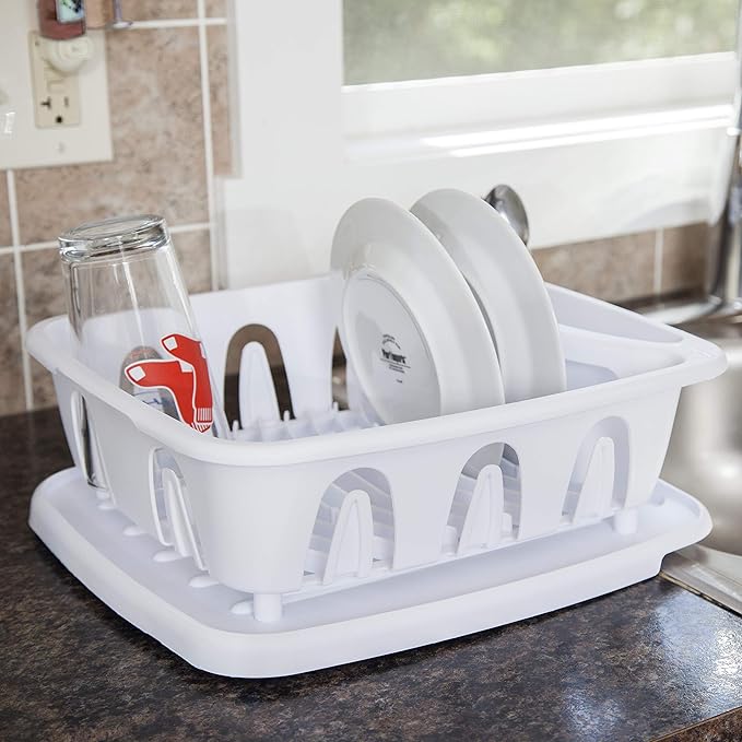 Sterilite Small 2-Piece Sink Set, White, 4-Pack