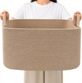 96L Woven Laundry Basket with Handles, Extra Blanket Basket by HZFTJOY