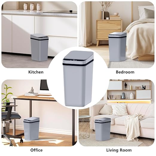 Bathroom Small Trash Can with Lid, Automatic Garbage Can, 2.6 Gallon | 3 Pack - Image 7