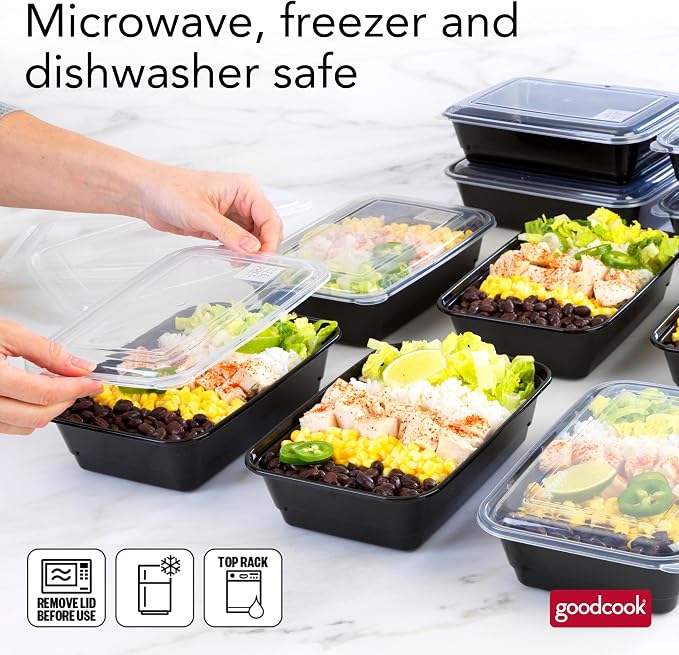 GoodCook Meal Prep Containers, Single Compartment 10-Pack | BPA-Free Reusable - Image 3