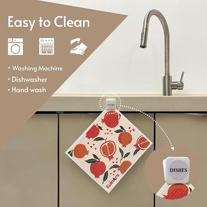 Eulnars Swedish Dishcloths for Kitchen, 8 Pack Reusable Paper Towels - Image 3