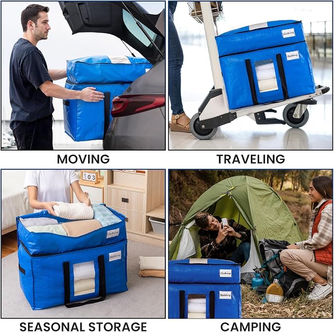 TAILI 2 Tier Moving Bags, 4 Blue Silver Storage Bags - Image 9