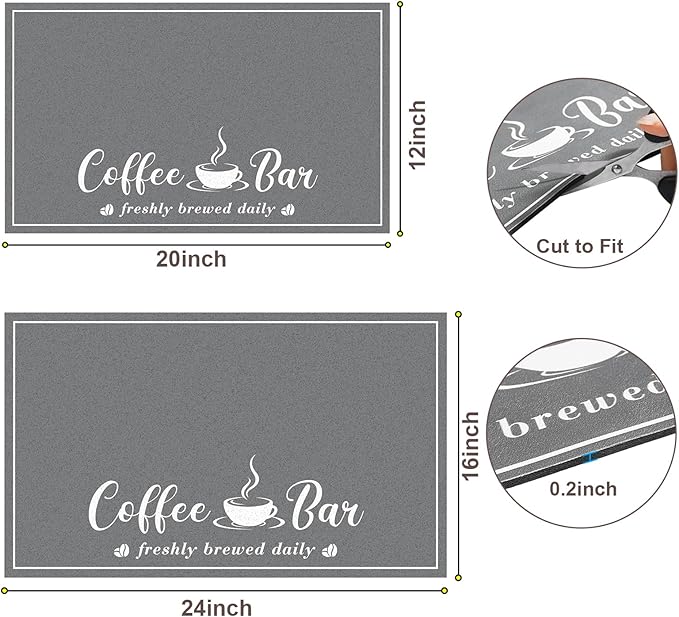 CooRug Fashion Coffee Mat, Dish Drying Mat 16" x 24" Dark Grey | Hide Stain - Image 6