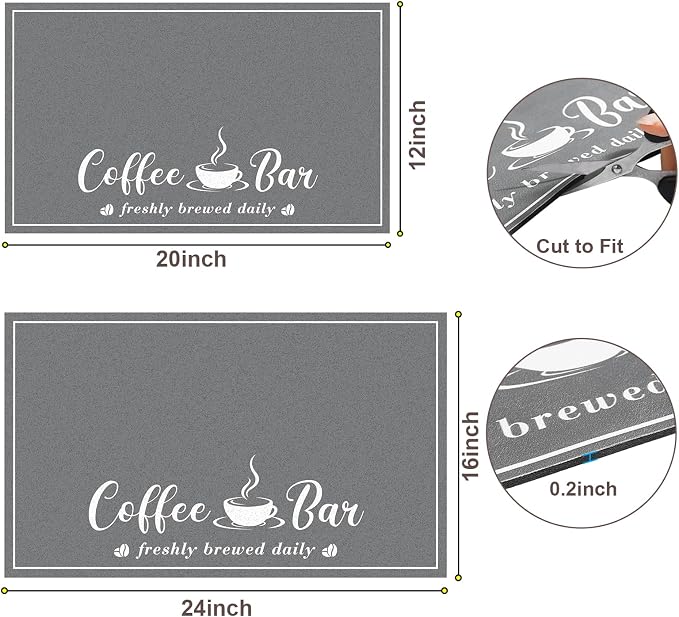 CooRug Fashion Coffee Mat, Dish Drying Mat 12" x 20" Dark Grey | Hide Stain - Image 6