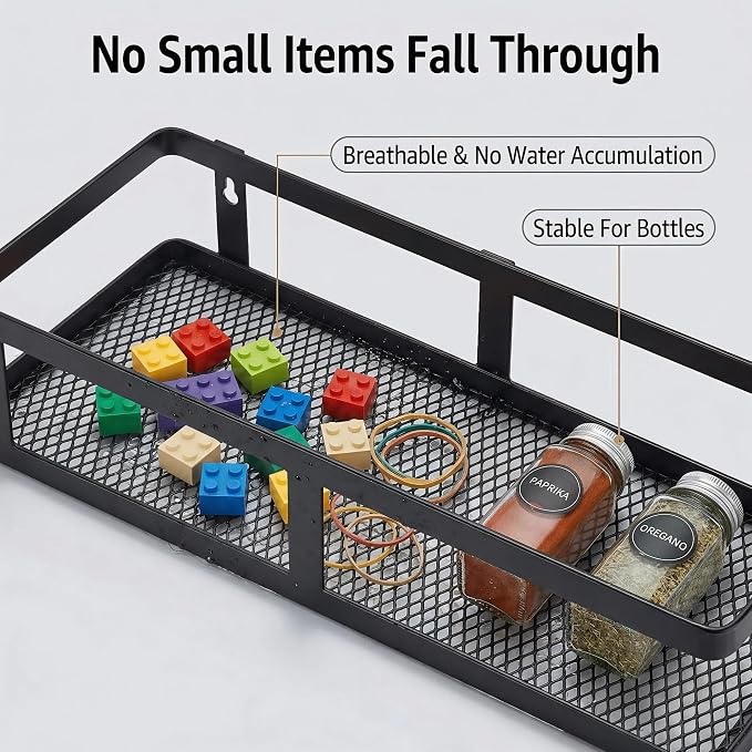 PUSDON 2-Pack Minimalist Shower Caddy Wall Mount, Open Frame Bathroom Shelf - Image 5