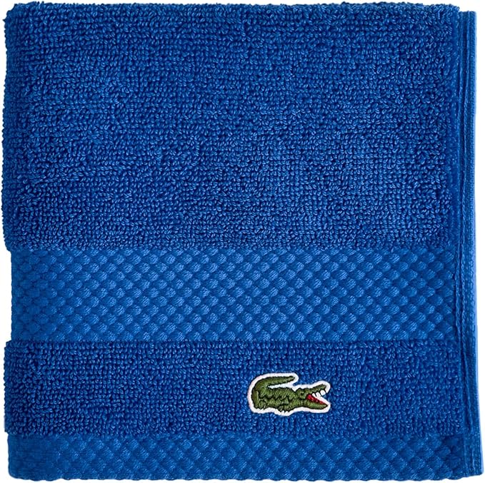 Lacoste Heritage 100% Supima Cotton Wash Cloth 13" x 13", Surf Blue | Highly by Unknown