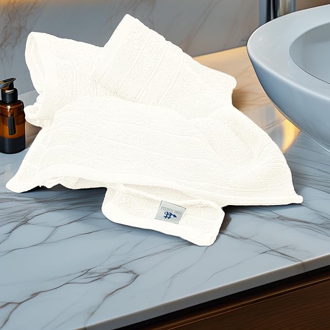 6 Piece Hand Towels Set 16 x 28 Inches, Cream | 100% Cotton, Lighter Weight - Image 3