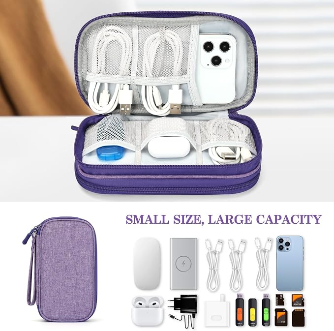 FYY Electronic Organizer, Travel Tech Pouch Bag Cable Organizer Dark Purple | - Image 6