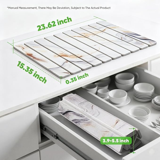 Stone Drying Mat for Kitchen Counter, Quick Diatomaceous Earth Mats for Dishes - Image 2