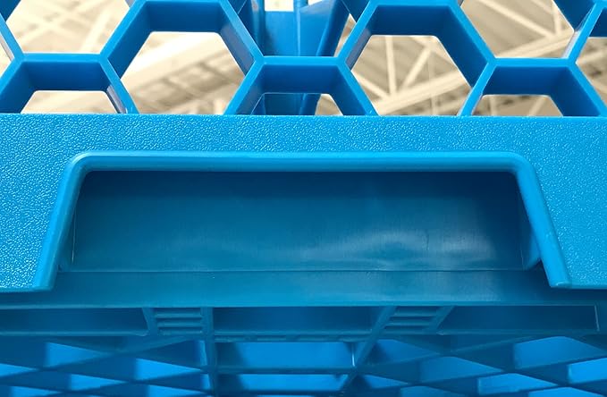 CFS RG49-2C413 OptiClean 49 Compartment Glass Rack with 2 Extenders, 7.12", Polypropylene, green/CFS Blue