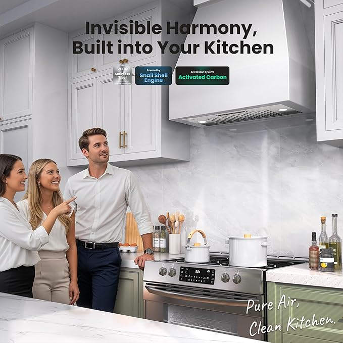 Range Hood Insert 30 Inch, 980 CFM Built-in Kitchen Vent Hood, Ducted/Ductless Convertible, Stainless Steel Range Hood with Gesture & Touch Control, Kitchen Hoods for Over Stove