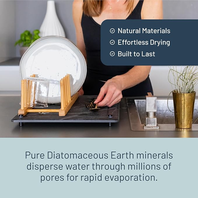 Natural Stone Dish Drying Mat 15.7" x 11.8", Slate Color - Image 6