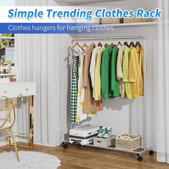 Simple Trending Clothes Clothing Garment Rack, Clothes Organizer, 360° Lockable - Image 3