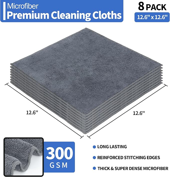 Microfiber Cleaning Cloth, Premium 8 Pack Cleaning Towels, Lint-Free - Image 2