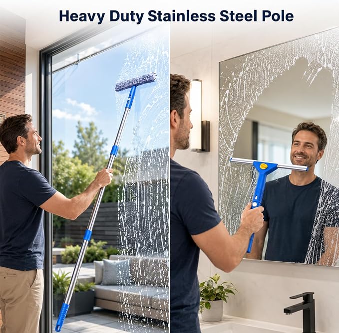 Window Cleaning Kit with Extendable Long Handle, Professional Window Squeegee & - Image 6