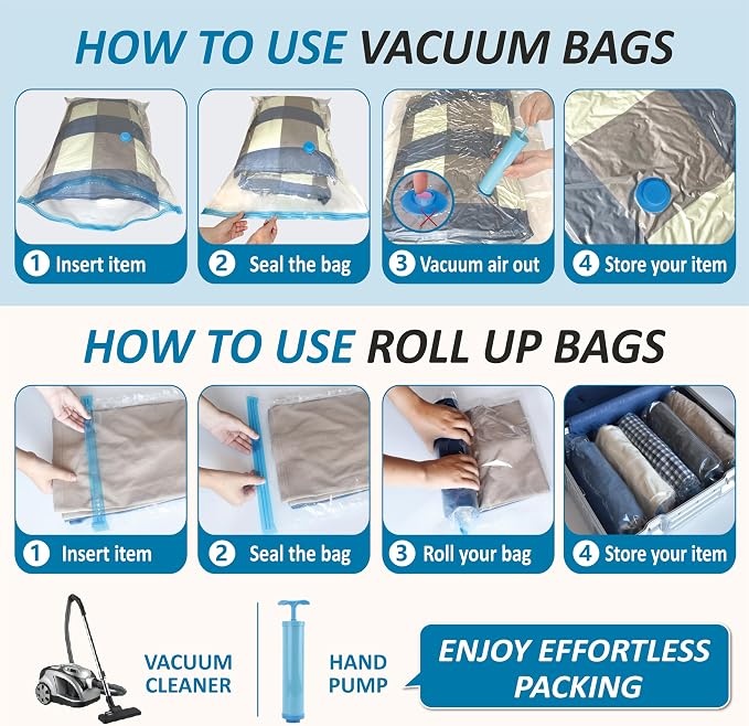 Cozy Essential Vacuum Storage Bags, 80% Compression Vacuum Seal Space Saver - Image 7
