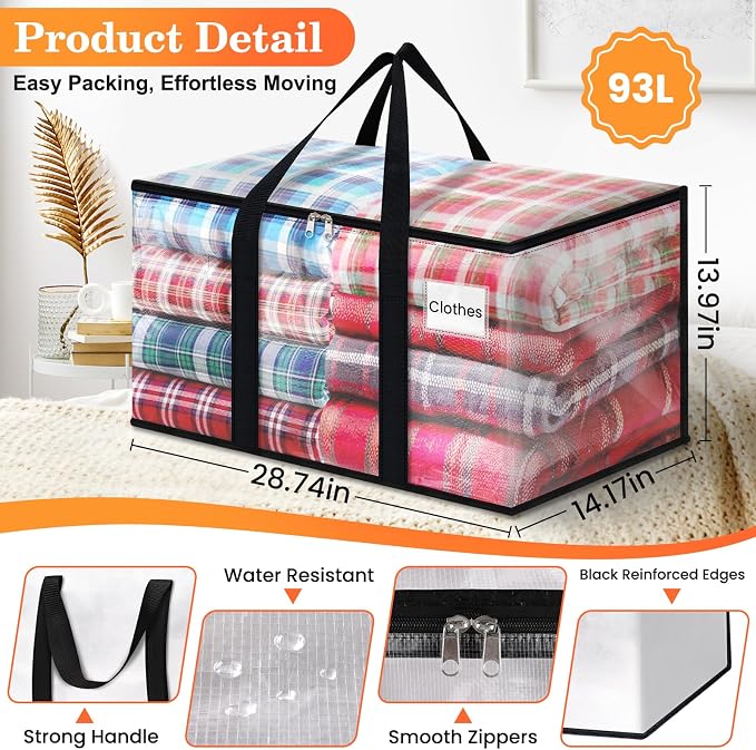Moving Bags, Extra Large Heavy Duty Storage Bags, 8 Packs | Packing Bags - Image 3