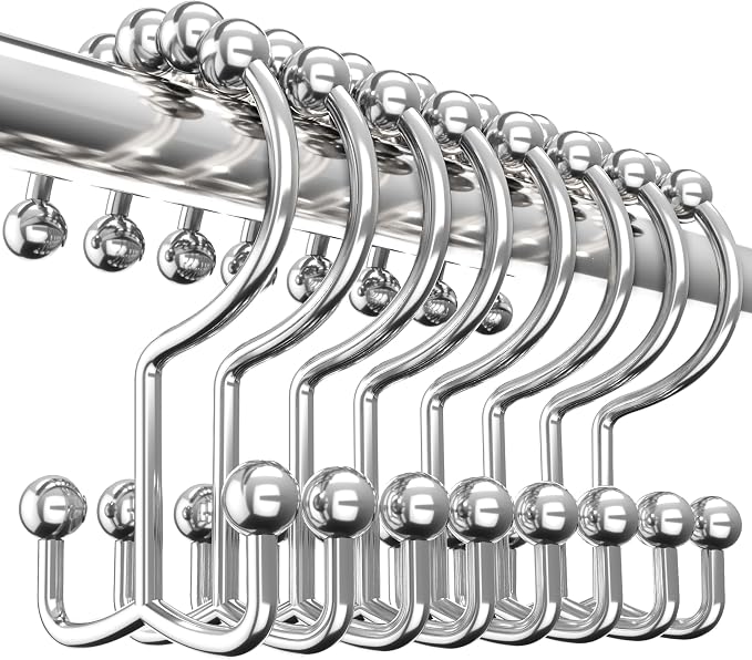 Utopia Bedding Double Glide Shower Curtain Hooks, 12 Pack, Nickel | Premium by UTOPIABEDDING