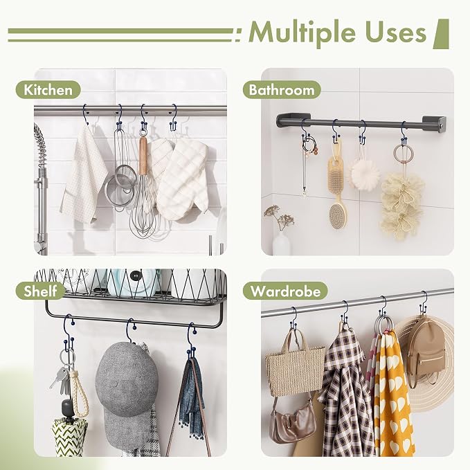 Amazer Navy Blue Shower Curtain Hooks, Rust-Resistant Metal Shower Hooks Shower - Image 7