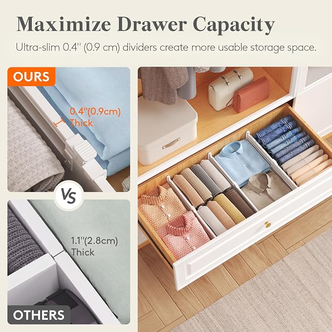 Lifewit 5" Tall Drawer Dividers, Adjustable Deep Drawer Organizer Clothes | - Image 7