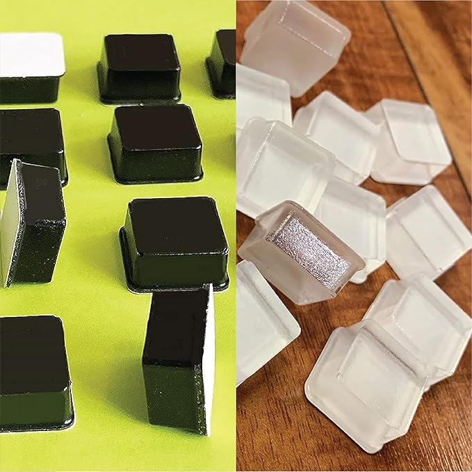 Clear Tall Square Adhesive Rubber Bumper Pads - Rubber Feet for Speakers, Electronics, Furniture, Appliances, Audio Equipment - 50 Pieces