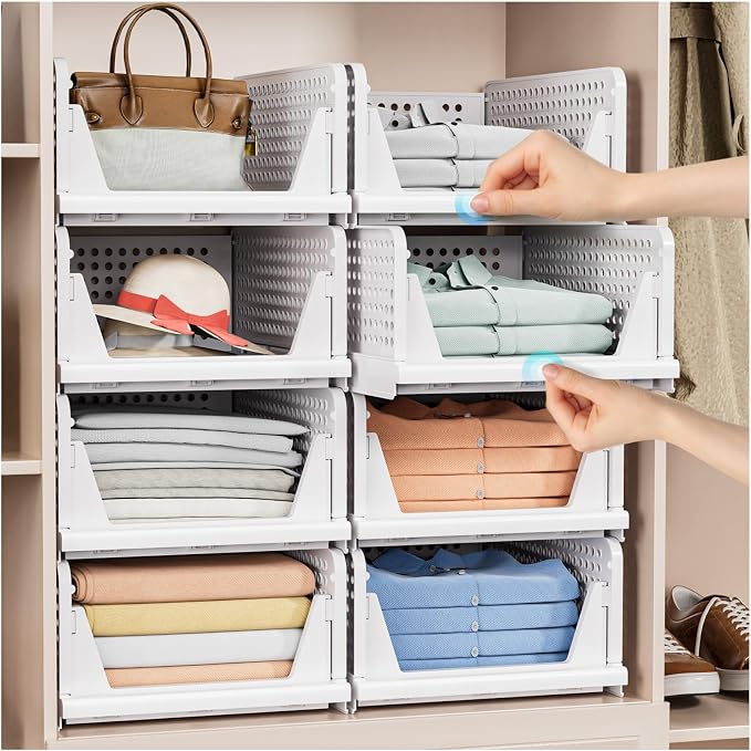 caktraie 8 Pack Stackable Closet Storage Basket - Image 2