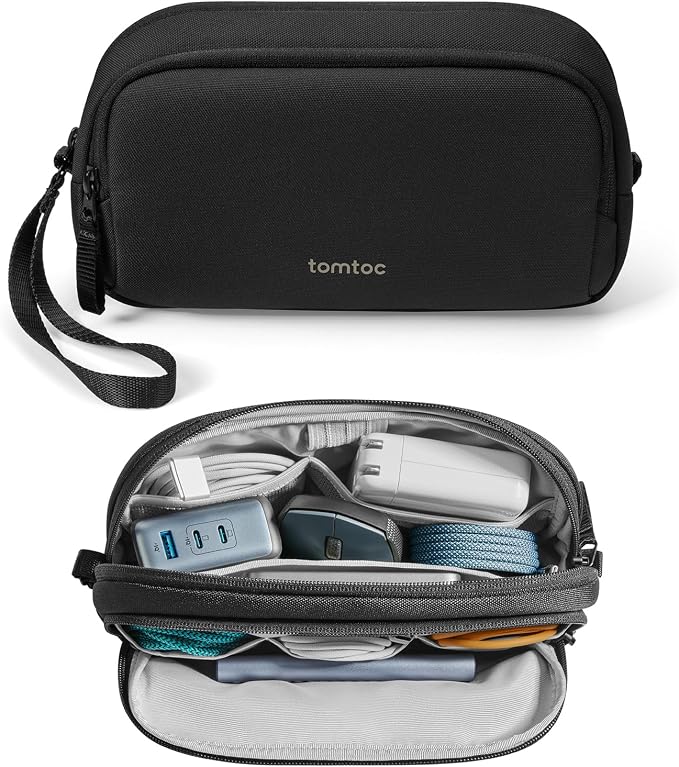 tomtoc Electronic Organizer Travel Case, Dual Compartment Tech Organization | by tomtoc