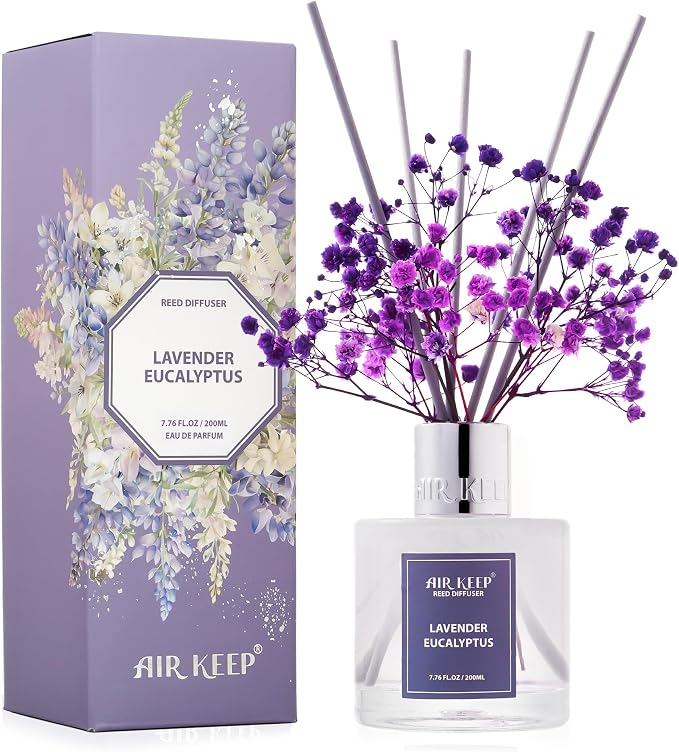 Reed Diffuser Set/Lavender Eucalyptus/6.76 fl oz/1 Pack/Home & Office Decor by Airkeep