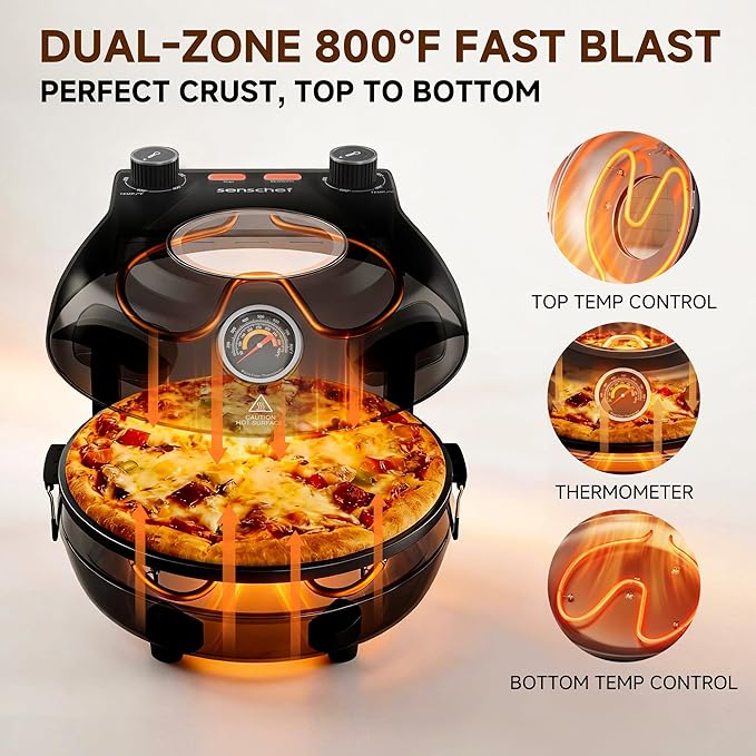SEMSCHEF 12-Inch CrustyBake Beginner's Ceramic Stone Pizza Oven: Quick 800°F Heating, Easy-Clean Design, Recipe Book & All Tools Included - Perfect for First-Time Pizza Makers at Home