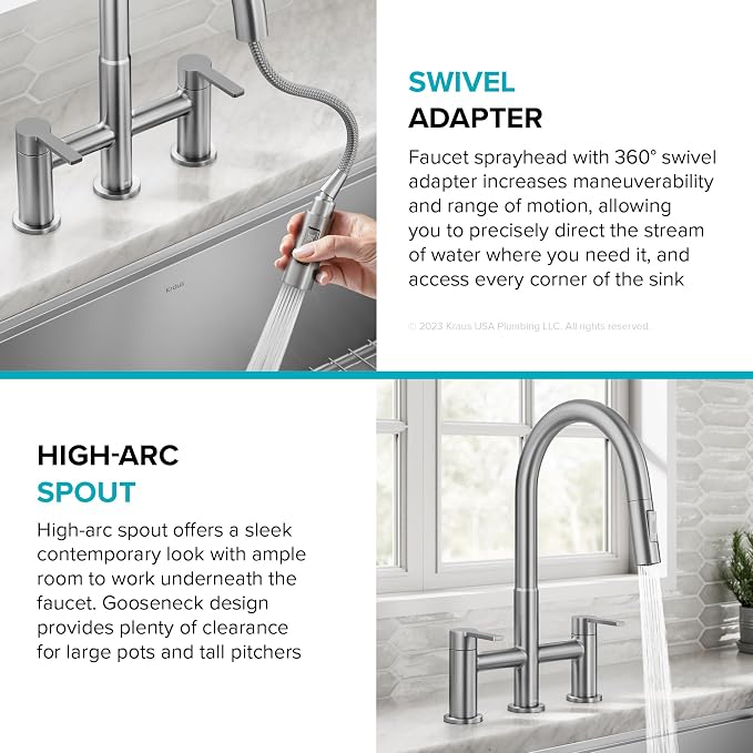 KRAUS Oletto Bridge Kitchen Faucet - Image 9