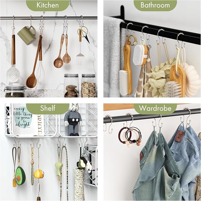 AmazerBath Shower Curtain Hooks, Shower Curtain Rings, Metal Nickel Shower - Image 7