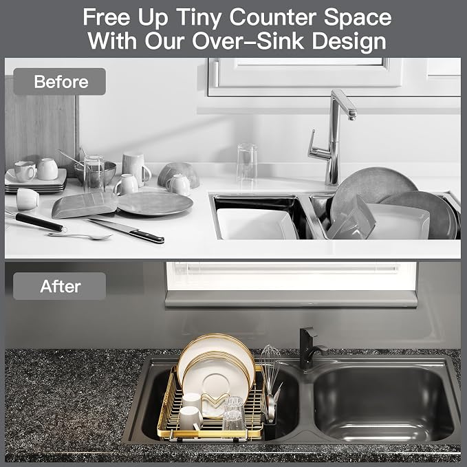 Gold Dish Drying Rack Over The Sink - Image 2