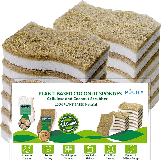 Sponges Kitchen Natural Dish Sponge Plant-Based Biodegradable Compostable | by Unknown
