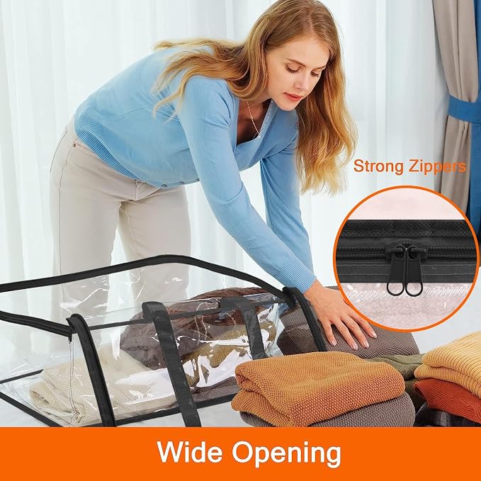 3 Pack Clear Clothes Storage Bags - Image 5