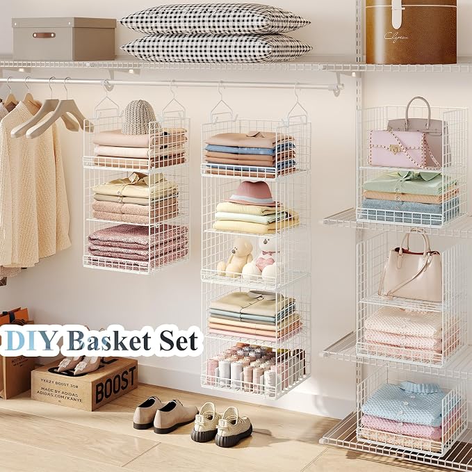 Yuyetuyo 5 Tier Hanging Closet Organizer Separable Hanging Closet Shelves - Image 7