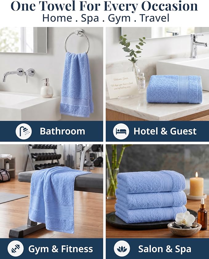 LANE LINEN Face & Hand Towels 100% Cotton 4 Pack 16x28 - Image 5