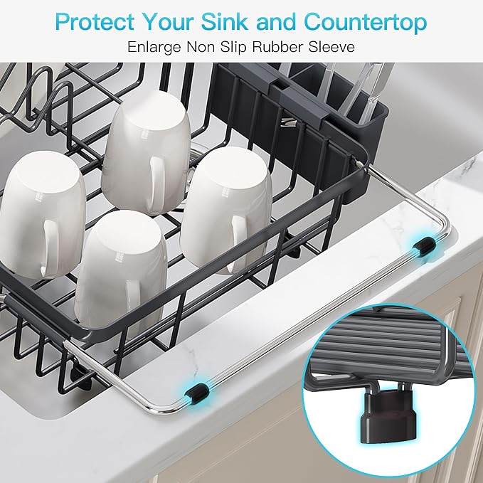 JASIWAY Gray Dish Drying Rack Over the Sink - Image 7