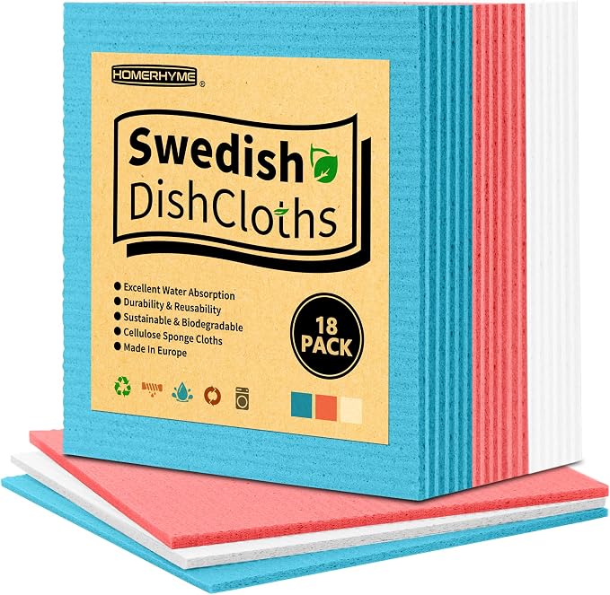 Swedish Dishcloths, 18 Pack Kitchen Towels Dish Rags, Absorbent Swedish Dish by HOMERHYME