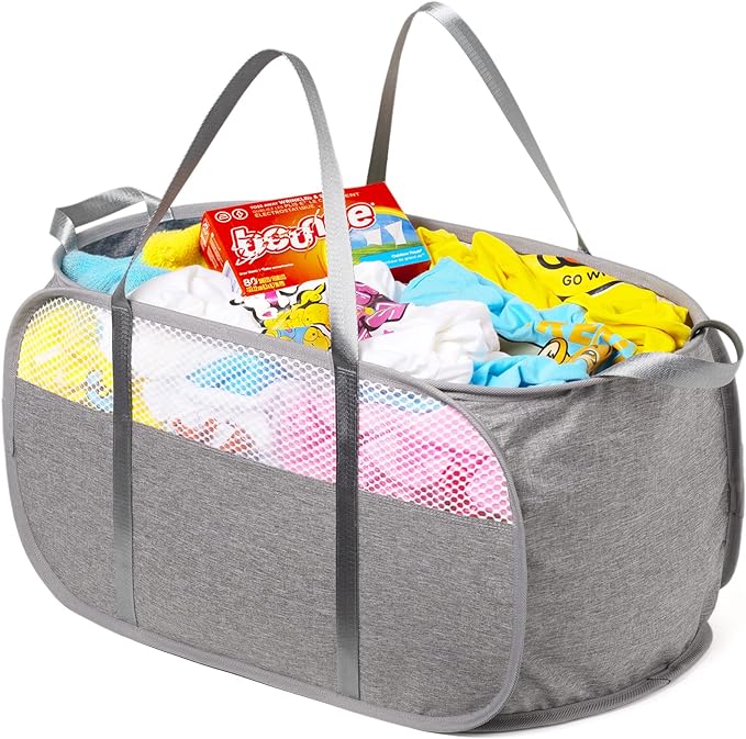 Pop Up Laundry Hamper, Holds 1.5 Loads, Honeycomb Breathable Laundry Basket | by Fenlosi