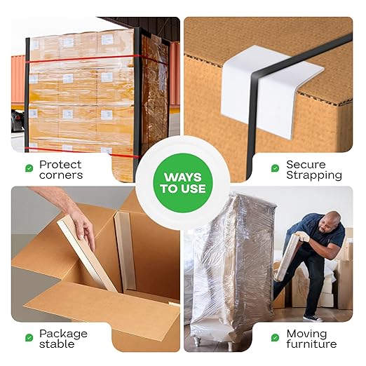 IDL Packaging Cardboard Edge Protector 2" x 2" x 12", Pack of 50 – White Kraft Cardboard Corner Protectors for Shipping – V-Board Reinforced Pallet Edge Protector – Eliminates Shifting of Packaging