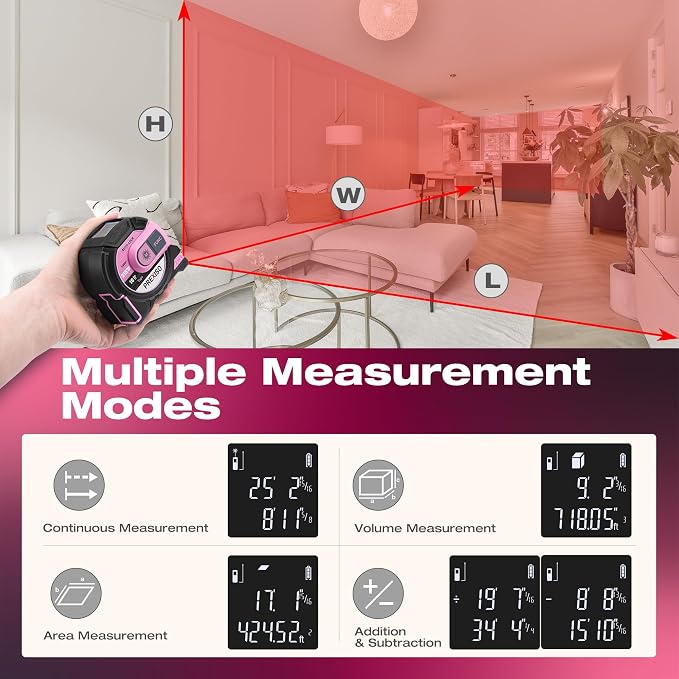 PREXISO 2-in-1 Laser Tape Measure, 215Ft Laser Measure & 16Ft Tape Measure - Image 3