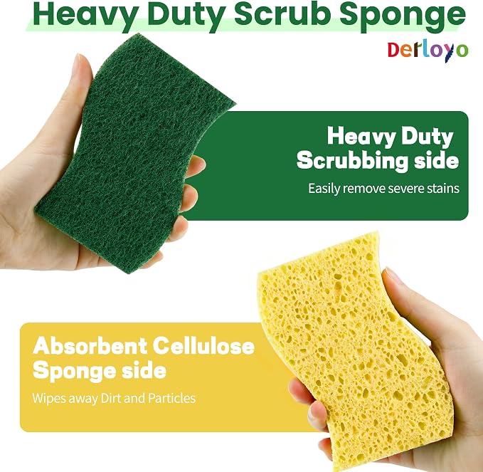 12 Count Heavy Duty Scrub Dish Sponges, Dual Sided, - Image 4