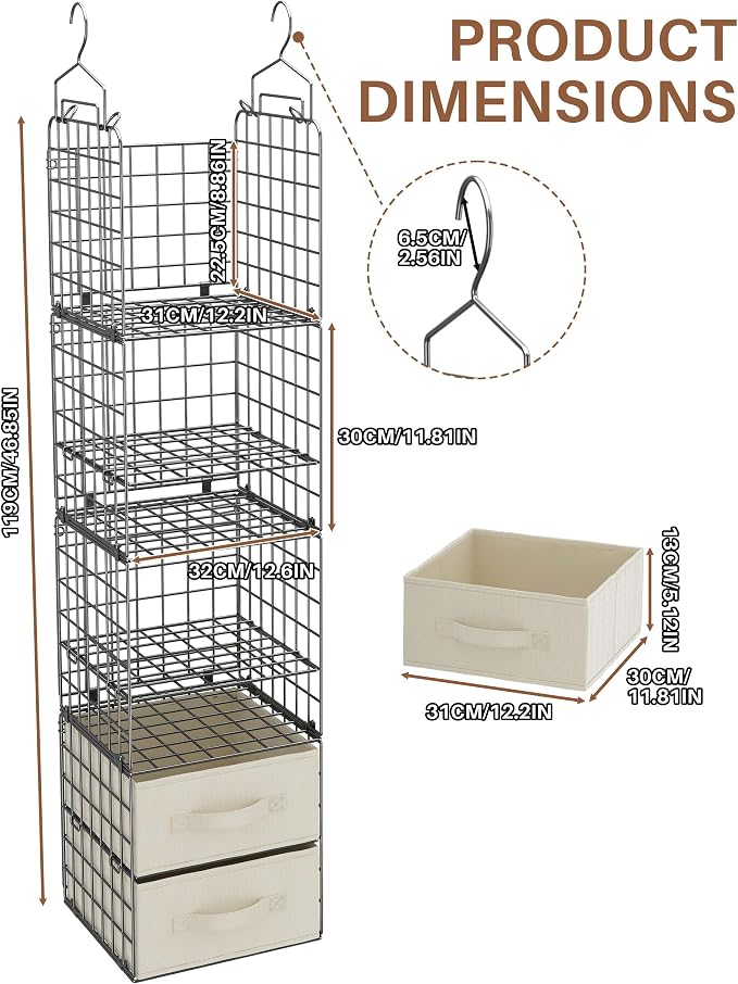 4 Tier Metal Hanging Closet Organizer - Image 3